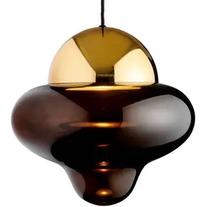 DESIGN BY US Suspension LED Nutty XL, brun / doré, Ø 30 cm, verre pas cher