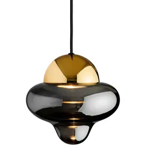 DESIGN BY US Suspension LED Nutty, gris fumé / or, Ø 18,5 cm, verre pas cher