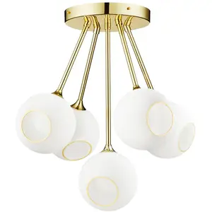 DESIGN BY US Plafonnier Ballroom Molecule, blanc, verre, à 5 lampesVendu parluminaire