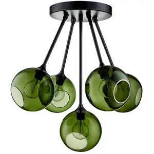 DESIGN BY US Plafonnier Ballroom Molecule, vert, verre, à 5 lampesVendu parluminaire