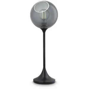 DESIGN BY US Lampe à poser Ballroom, gris fumé, verre, soufflé à la bo... pas cher