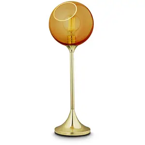 DESIGN BY US Lampe à poser Ballroom, ambre, verre, soufflé à la bouche... pas cher