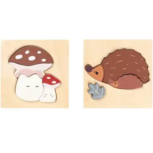 Comparateur de prix : Fabelab - Puzzles en bois Hérisson et champignon - Set de 2 Multicolor...