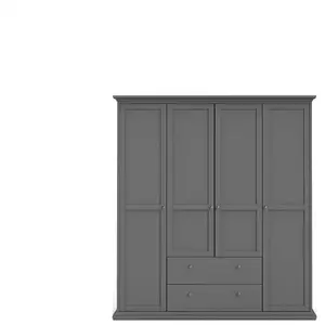 Comparateur de prix : Armoire 4 portes + 2 tiroirs HARLINGTON coloris gris