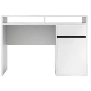 BUT Bureau 1 porte et 1 tiroir BEST LAK 3 Blanc laqué pas cher