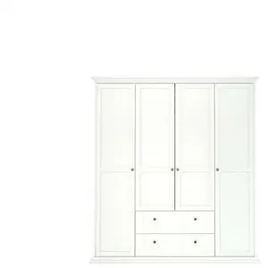 Armoire 4 portes + 2 tiroirs HARLINGTON coloris blanc