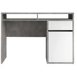 BUT Bureau 1 porte et 1 tiroir BEST LAK 2 Imitation béton/blanc brillant pas cher