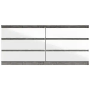 ebuy24 Commode 2x3 tiroirs BEST LAK Blanc et béton pas cher