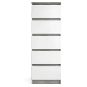 But Commode - Nada - Haute et étroite - 5 tiroirs - Blanc brillantVendu parkaufland