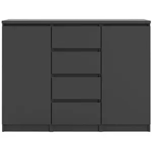 BUT Rangement 2 portes 4 tiroirs BEST LAK 2 noir mat pas cher