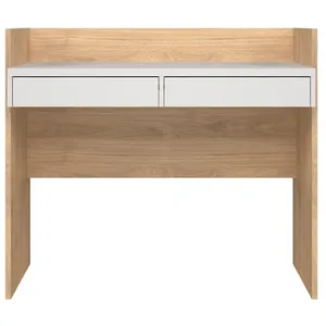 BUT Bureau 2 tiroirs OPAL imitation chêne et blanc pas cher