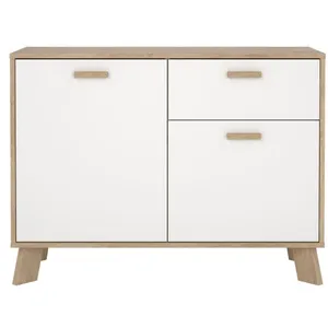 BUT Buffet 2P/1T IKAST Blanc/Imitation chêne pas cher