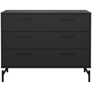 Comparateur de prix : Calicosy Commode 3 tiroirs noir mat avec piètement métallique L98,7 cm