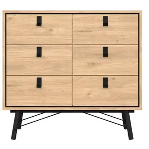 Comparateur de prix : BUT Commode 2x3 tiroirs BORGEN L 101 cm imitation chêne