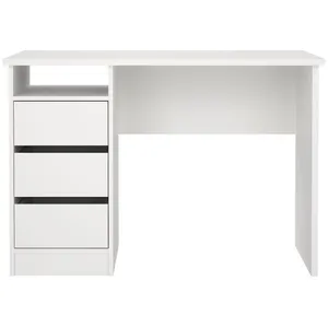 BUT Bureau 3 tiroirs et 1 niche STUDY Blanc pas cher