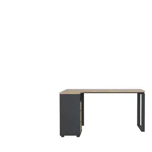 Bureau d’angle compact OFFICE coloris gris/chêne pas cher