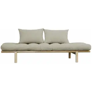 Lit de jour en bois clair et matelas lin Pace - Karup Design