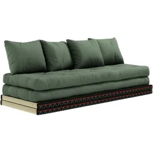 Karup Design Futon canapé lit 3 places 2x70x200 CHICO kaki pas cher