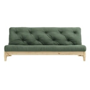 Karup Design Canapé convertible en bois naturel et tissu vert olive 2 places pas cher