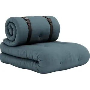 Karup Matelas futon et pouf 2 en 1 BUCKLE-UP bleu 70x200 pas cher