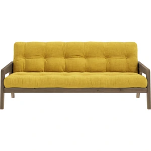 Karup Design Canapé-lit en bois de pin laqué marron foncé et velours jaune miel 204 x 130 cm Grab