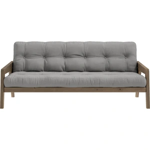 Canapé-lit en bois de pin laqué marron foncé et tissu gris 204 x 130 c... pas cher