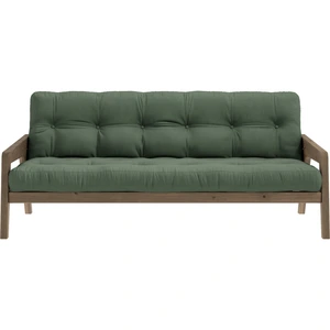 Karup Design Canapé-lit en bois de pin laqué marron foncé et tissu vert olive 204 x 130 cm Grab - pas cher