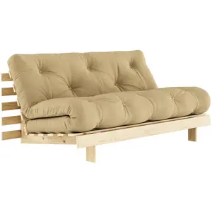 Canapé-lit beige wheat pin massif Roots 160 - Karup Design