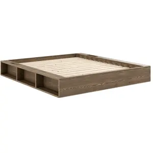 Karup Design Lit ZIGGY en pin massif foncé avec multiples rangements 160x200