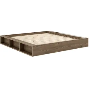 Karup Design Lit ZIGGY en pin massif foncé avec multiples rangements 180x200