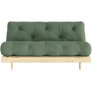 Drawer Canapé-lit vert olive pin massif Roots 160 - Karup Design pas cher