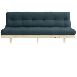 Canapé convertible en bois de pin et matelas bleu pétrole 100x190cm Lean - Karup Desi pas cher
