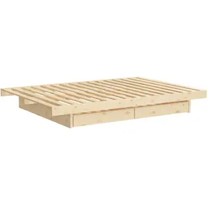 Sommier avec 4 tiroirs en pin naturel 140x200cm Kanso - Karup Design pas cher