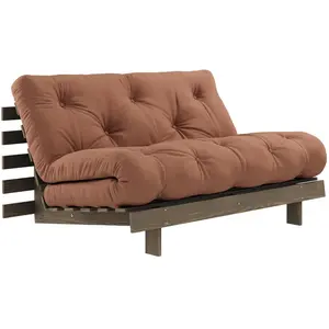 Canapé-lit en pin carob brown et tissu argile 140 x 200 cm Roots - Kar... pas cher