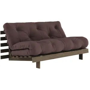 Canapé-lit en pin carob brown et tissu marron 160 x 200 cm Roots - Kar... pas cher