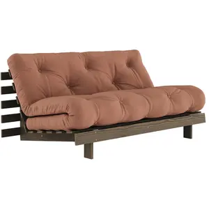 Canapé-lit en pin carob brown et tissu argile 160 x 200 cm Roots - Kar... pas cher