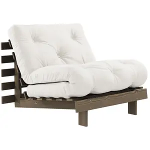 Canapé-lit en pin carob brown et tissu naturel 90 x 200 cm Roots - Kar... pas cher