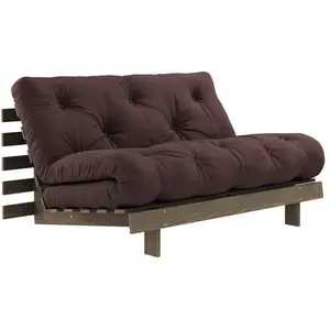 Canapé-lit en pin carob brown et tissu marron 140 x 200 cm Roots - Kar... pas cher