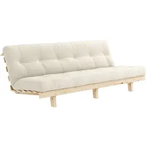 Canapé convertible en bois de pin et matelas lin 130x200cm Lean - Karu... pas cher