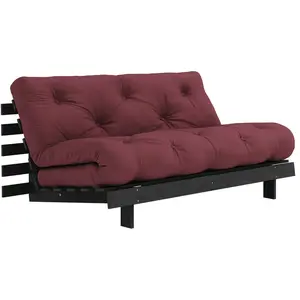 Karup Design Canapé convertible en bois de pin noir laqué et matelas bordeaux 160x200cm Roots 160 pas cher