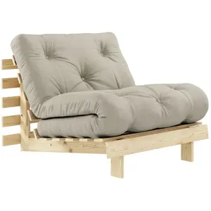 ROOTS - Fauteuil convertible 90x200cm en bois naturel et tissu Karup Design