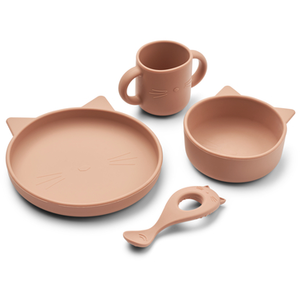 Liewood Coffret repas en silicone Vivi Chat dark rose (4 pièces)Vendu parberceau-magique
