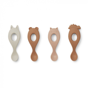 Liewood Lot de 4 cuillères en silicone Liva rose mixVendu parberceau-magique