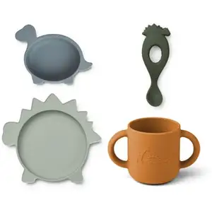 Liewood Coffret repas en silicone Vivi Dino bleu, vert et moutarde (4 pièces)Vendu parberceau-magique