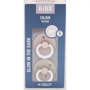Comparateur de prix : BIBS Pack de 2 sucettes Colour Caoutchouc phosphorescente 18 et + mois