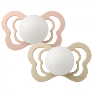 BIBS - Set de 2 tétines BIBS Couture phosphorescent - Rose poudré & Va...