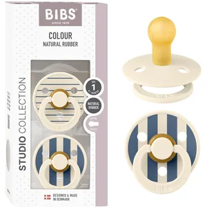 Comparateur de prix : BIBS Lot de 2 sucettes en latex Studio Colour Ivory-Blue (0-6 mois)
