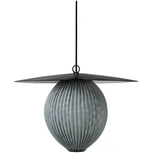 Suspension gris stone et base en métal noir 22 cm Satellite - Gubi