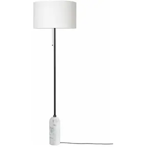 GUBI lampadaire GRAVITY (Blanc - Marbre et Tissu blanc)