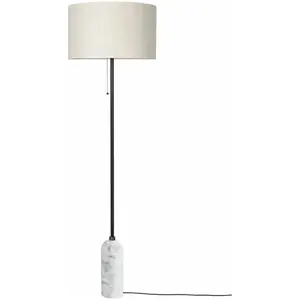GUBI lampadaire GRAVITY (Blanc - Marbre et Tissu Canvas)